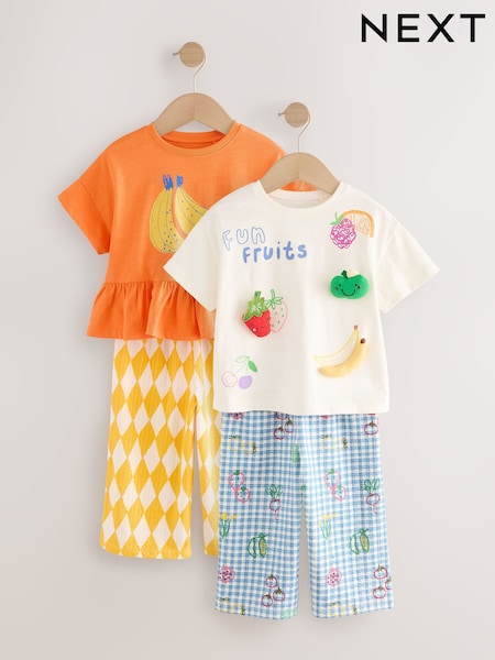 Orange Fruits 100% Cotton Top and Trousers Set 2 Pack (3mths-7yrs) (AG8678) | £24 - £28
