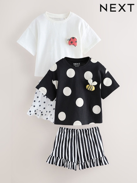 Black/White Character 100% Cotton Top and Shorts Set 2 Pack (3mths-7yrs) (AG8679) | £19 - £23