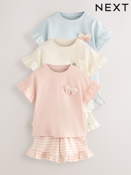 Blue Top and Shorts Set 3 Pack (3mths-7yrs) (AG8683) | £27 - £31