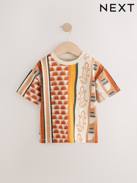 Ochre Orange Ikat Short Sleeve All-Over Print T-Shirt (3mths-7yrs) (AG8703) | £5 - £7