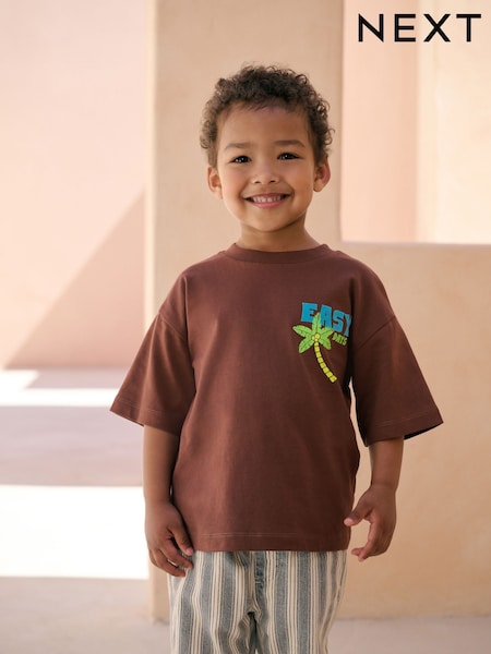 Brown Easy Days 100% Cotton Short Sleeve Back Print T-Shirt (3mths-7yrs) (AG8704) | £6.50 - £8.50