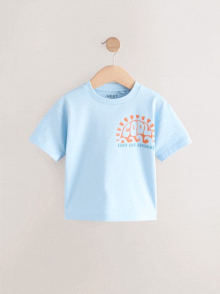 Blue Beach 100% Cotton Short Sleeve Back Print T-Shirt (3mths-7yrs) (AG8714) | £6 - £8