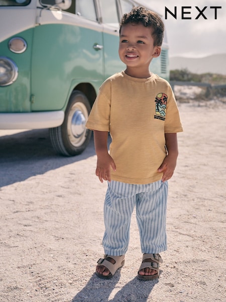 Ochre Yellow 100% Cotton Short Sleeve Back Print T-Shirt (3mths-7yrs) (AG8722) | £6 - £8