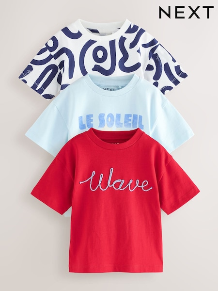 Blue Short Sleeve T-Shirts 3 Pack (3mths-7yrs) (AG8729) | £15 - £19