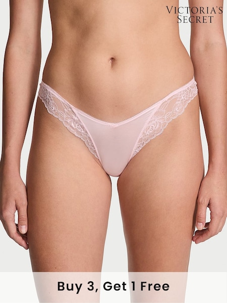 Victoria's Secret Angel Pink Thong Rose Lace Trim Knickers (AG8804) | £14