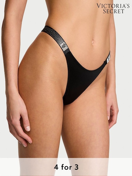Victoria's Secret Black Thong Scattered Shine Strap Knickers (AG8922) | £20