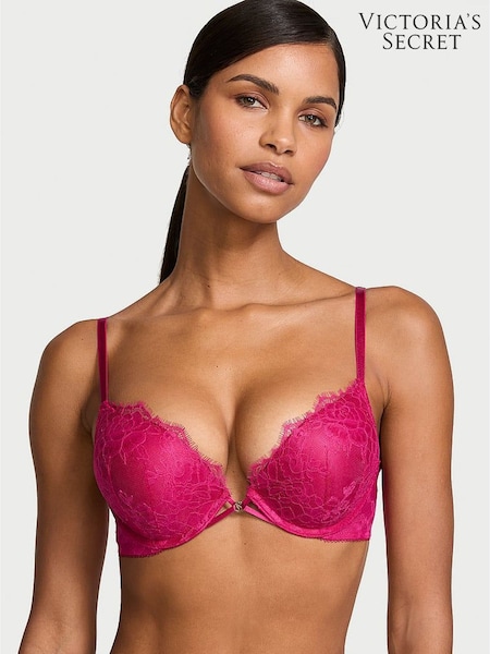 Victoria's Secret Cherry Blossom Pink Add 2 Cups Push Up Bombshell Rose Lace Bra (AG8923) | £49