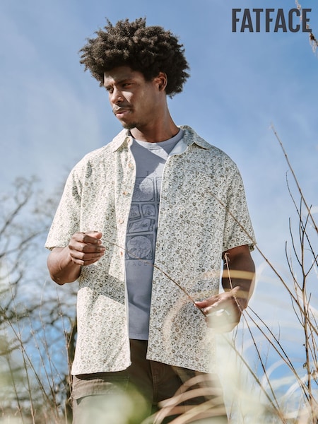 FatFace Grey Short Sleeve Beeble Geo Print Shirt (AG8956) | £44