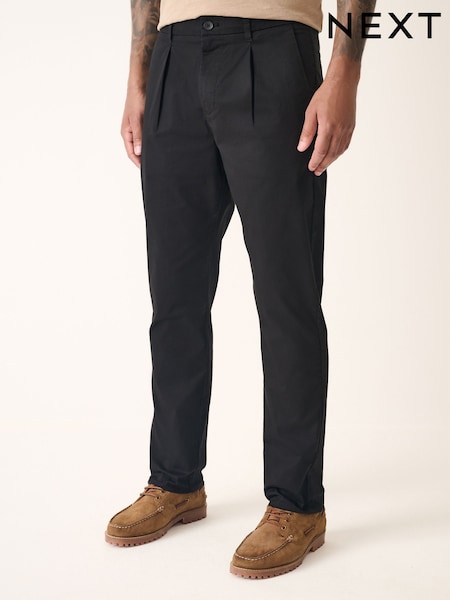 Black Slim Fit Lightweight Stretch Chino Trousers (AG8966) | £28