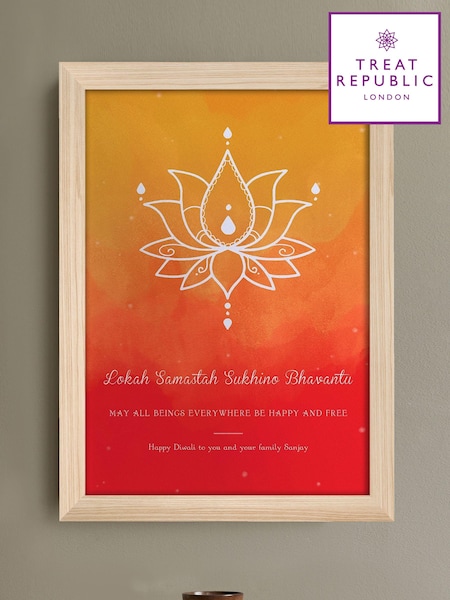 Personalised Diwali Lotus Framed Print by Treat Republic (AG9001) | £40