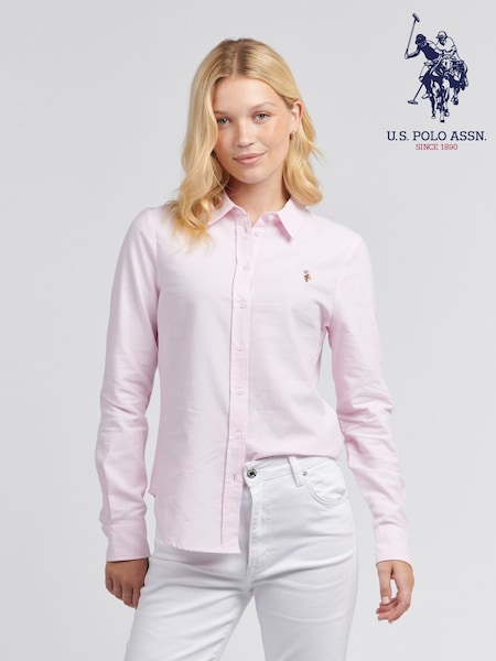 U.S. Polo Assn Pink U.S. Polo Assn. Womens Pink 100% Cotton Classic Fit Oxford Shirt (AG9014) | £50