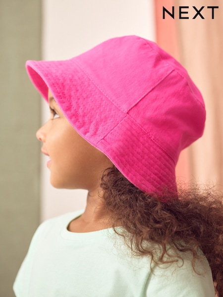 Bright Pink 100% Cotton Bucket Hat (3mths-16yrs) (AG9122) | £6 - £10