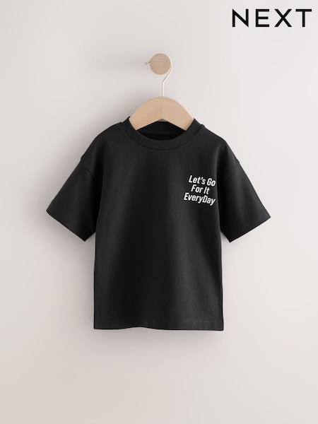Black Slogan Simple Short Sleeve T-Shirt (3mths-7yrs) (AG9196) | £3.50 - £5.50