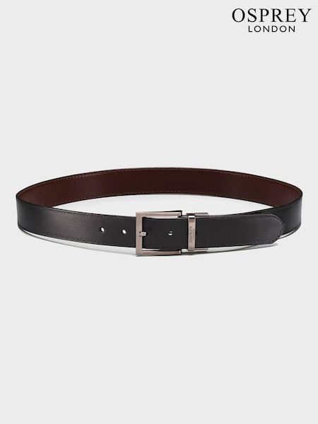 OSPREY LONDON The Crawford 3.5cm Reversible Leather Black Belt (AG9716) | £35