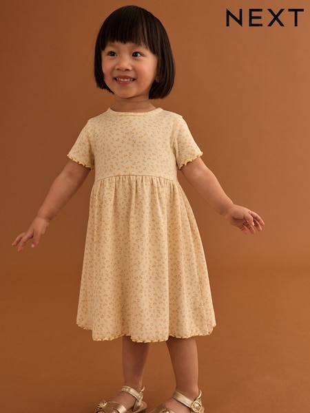 Yellow Short Sleeve Jersey Summer Dress (3mths-7yrs) (AG9784) | £6 - £8