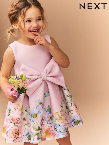 Pink Sleeveless Floral Party Dress (3mths-7yrs) (AG9802) | £22 - £26