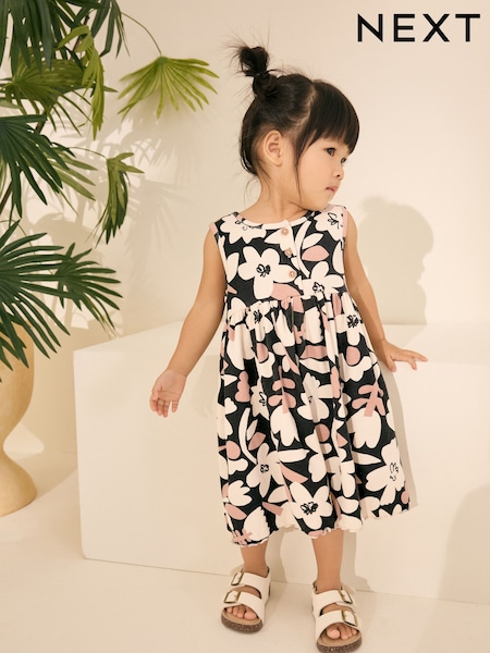 Monochrome Floral Jersey Rib Playsuit (3mths-7yrs) (AG9815) | £11 - £13