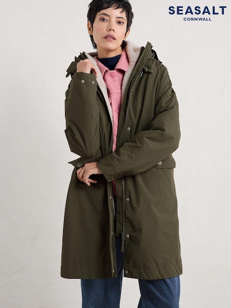Seasalt Cornwall Green Holdfast Parka Coat (AG9840) | £190
