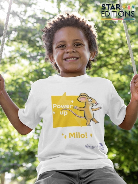 Star Editions Mouse and Power Up 100% Cotton Personalised White T-Shirt - Team GB Edition (AG9972) | £20