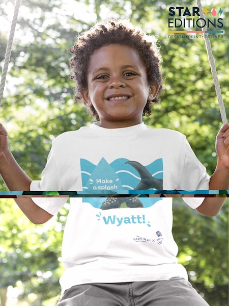 Star Editions Snail and Whale Make a Splash 100% Cotton Personalised Team GB White T-Shirt (AG9979) | £20