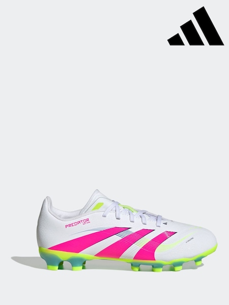adidas White/pink Kids Predator League Multi Ground Boots (AG9995) | £50