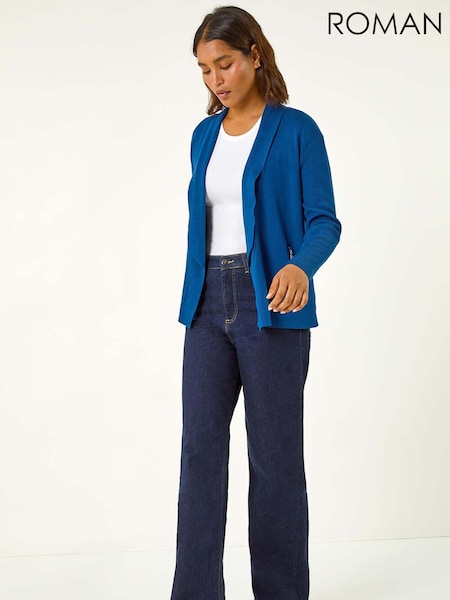Roman Blue Zip Detail Collared Cardigan (AH1028) | £40