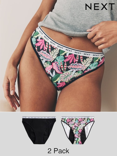 Bright Pink Print High Leg Heavy Flow Period Knickers 2 Pack (AH1178) | £22