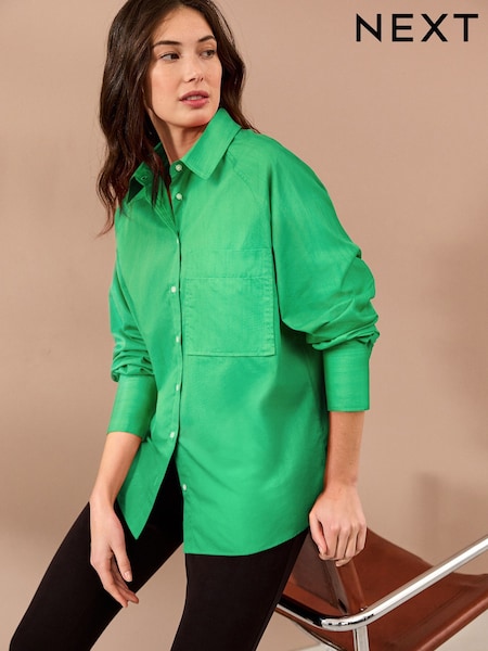 Green Girlfriend Oversized Long Sleeve Shirt (AH1312) | £25