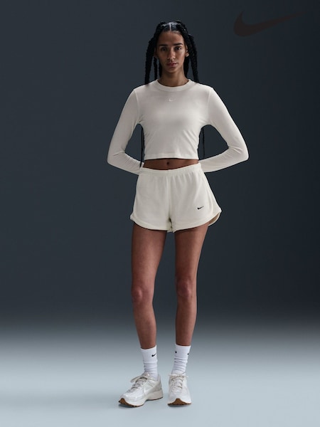 Nike White Sportswear Chill Knit Mid-Rise Waffle 3" Shorts (AH3604) | £38