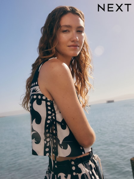Monochrome Shell Top With Linen (AH4006) | £20