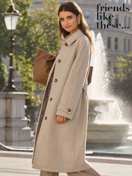 Friends Like These Cream Collared Midaxi Car Coat (AH4075) | £80
