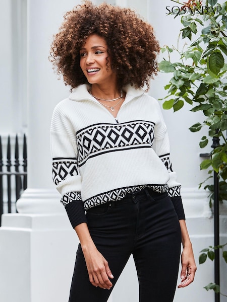Sosandar White Detailed Roll Neck Jumper (AH4185) | £65