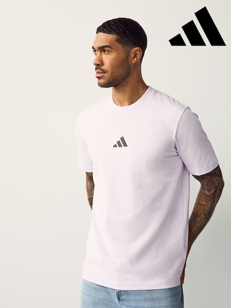 adidas Pink Essentials Small Logo Single 100% Cotton Jersey T-Shirt (AH4532) | £20