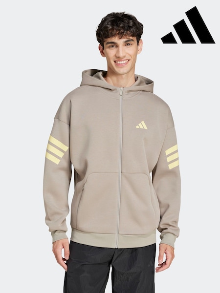 adidas Natural Future Icons 3-Stripes Full-Zip Hoodie (AH4543) | £60