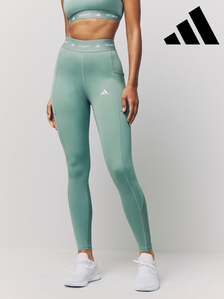 adidas Green TECFIT Pocket Full-Length Leggings (AH5215) | £35