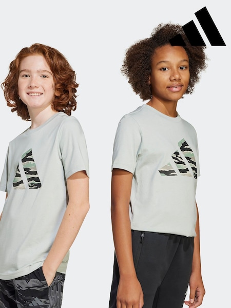 adidas Grey Camo Logo 100% Cotton T-Shirt (AH5234) | £13