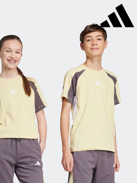 adidas Yellow Essentials Colourblock 100% Cotton T-Shirt (AH5284) | £13