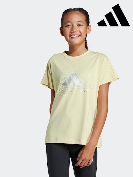 adidas Yellow Winter Glam Metallic T-Shirt (AH5295) | £23