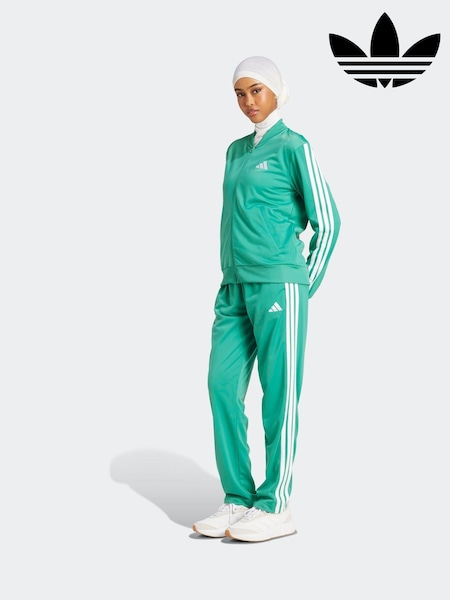 adidas Green Dark Essentials 3 Stripes Tracksuit (AH5315) | £55