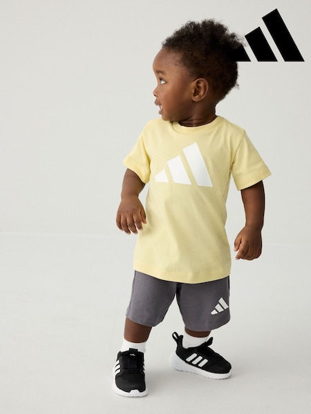 adidas Yellow Essentials 100% Cotton Shorts and T-Shirt Set (AH5319) | £23