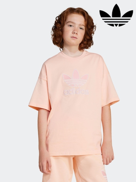 adidas originals Pink Oversized Trefoil100% Cotton  T-Shirt (AH5347) | £20