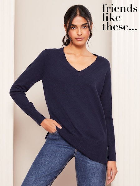 Friends Like These Navy V-Neck Knit Jumper (AH5352) | £27