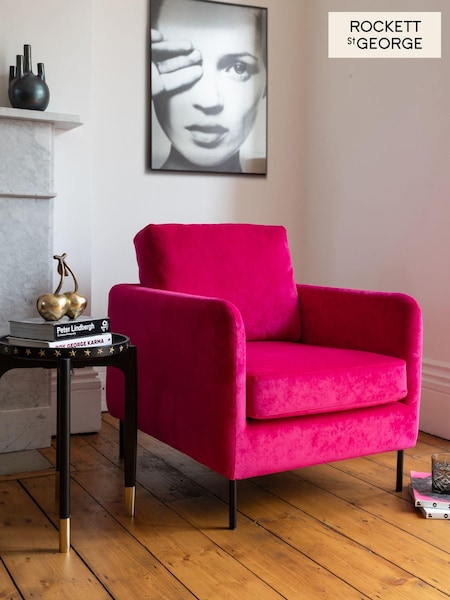 Rockett St George Luxe Needlecord Velvet Harrys Pink The Edie Accent Chair (AH5412) | £435