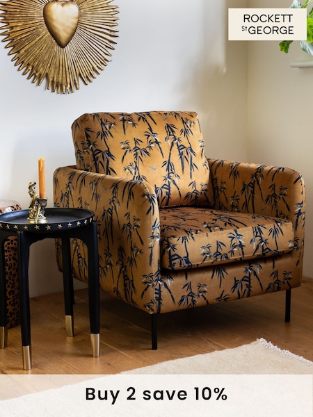 Rockett St George Black Bamboo on Golden Glow Velvet The Edie Accent Chair (AH5415) | £435