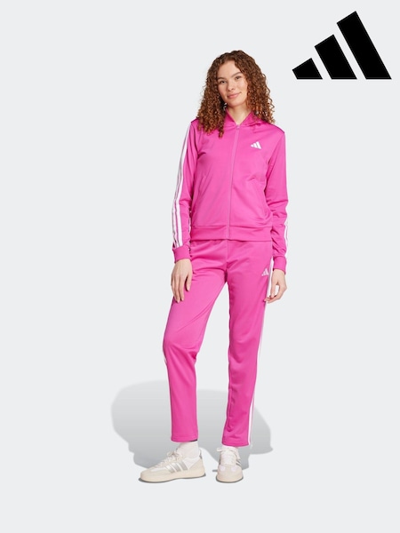 adidas Pink Essentials 3 Stripes Tracksuit (AH5436) | £55
