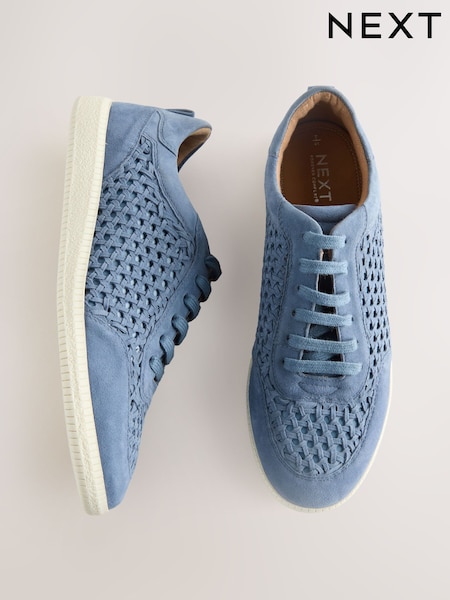 Blue Forever Comfort® Leather Round Toe Weave Slim Lace Up Trainers (AH5693) | £56