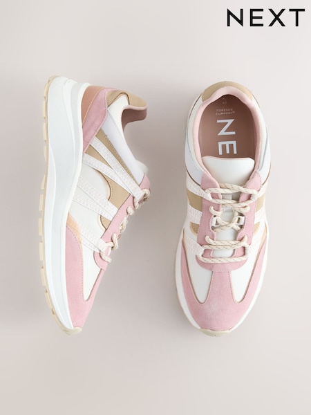Multi Pastel Forever Comfort® Leather Band Panel Detail Chunky Trainers (AH5702) | £58
