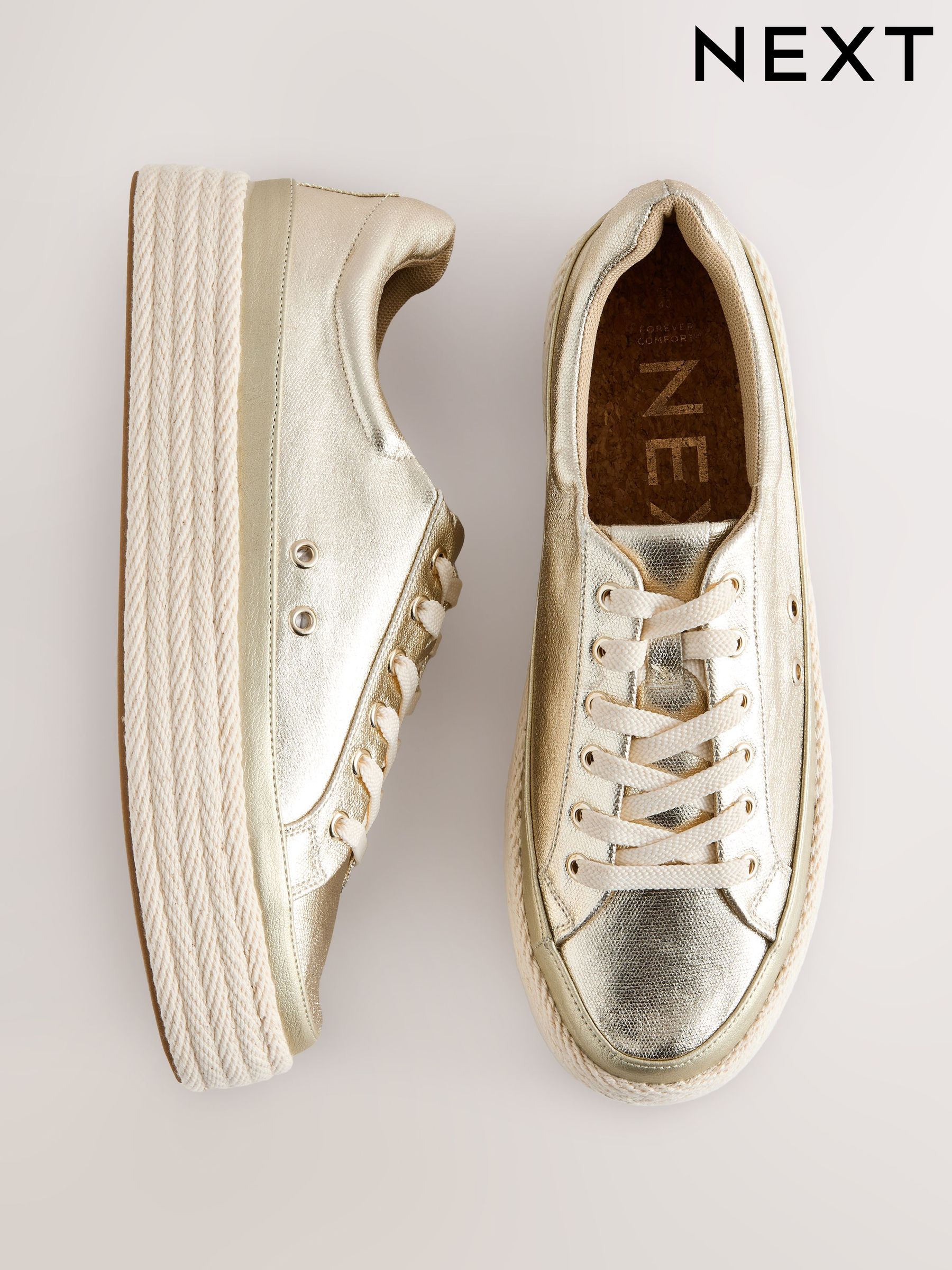 white and gold ladies trainers