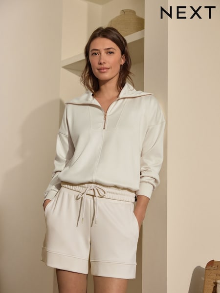 Stone Modal Blend Half Zip Top (AH5779) | £42