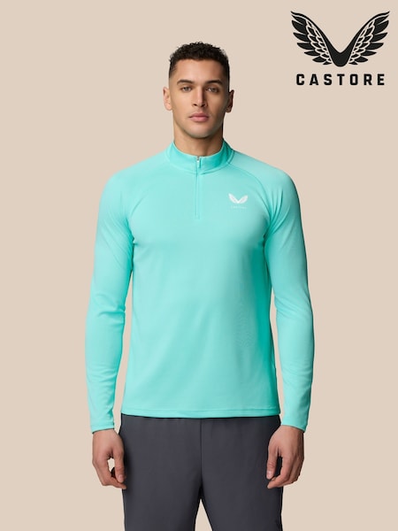 Castore Blue 1/4 Zip Long Sleeve Top (AH5788) | £42
